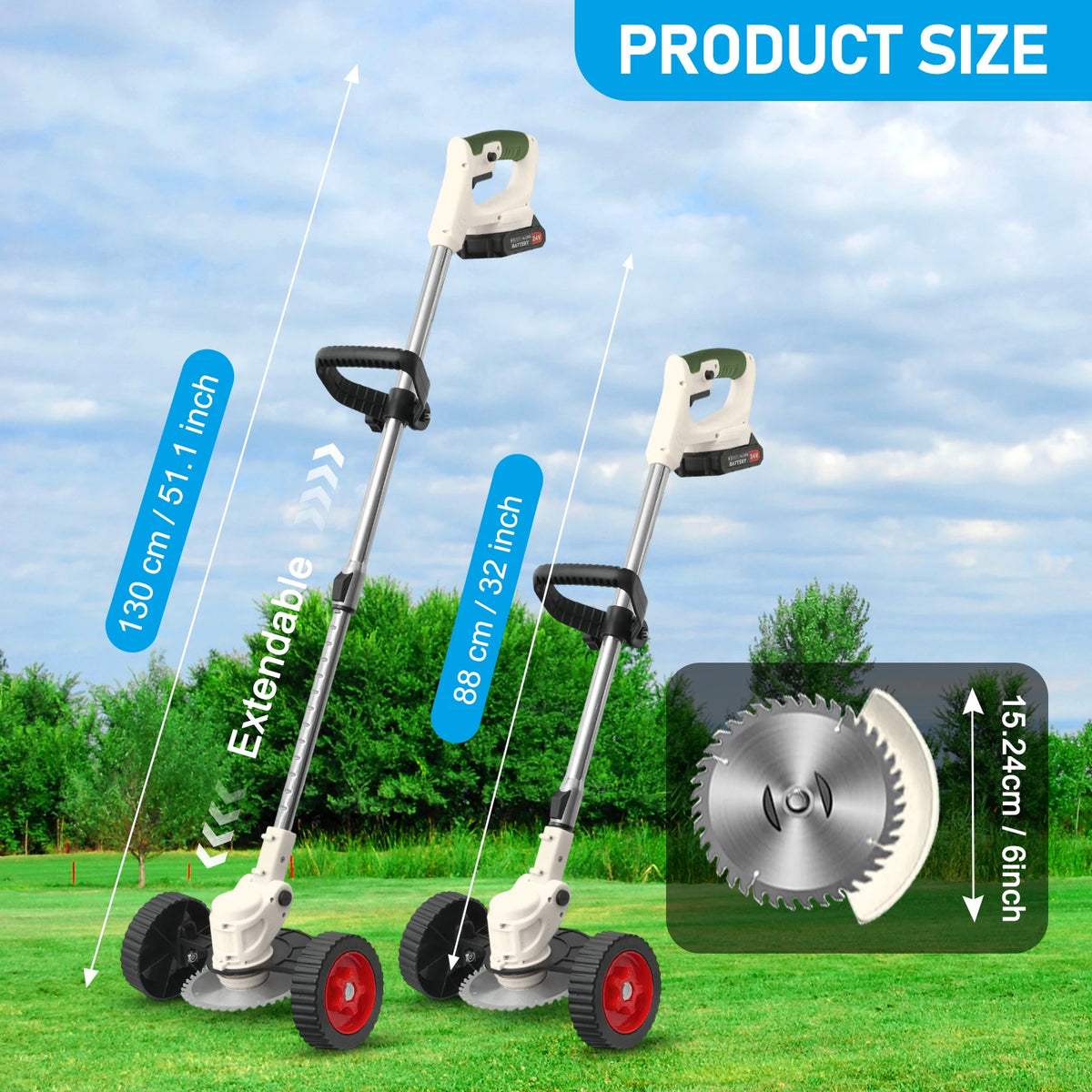 Cordless 21V 3 In 1 Electric Grass Trimmer With Batteries