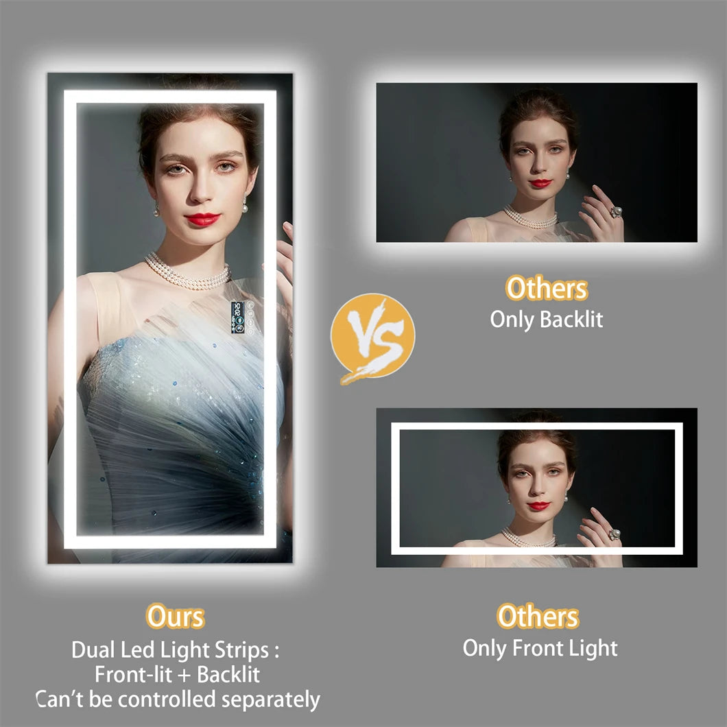 Borwart Smart Led Vanity Mirror With Bluetooth Anti Fog