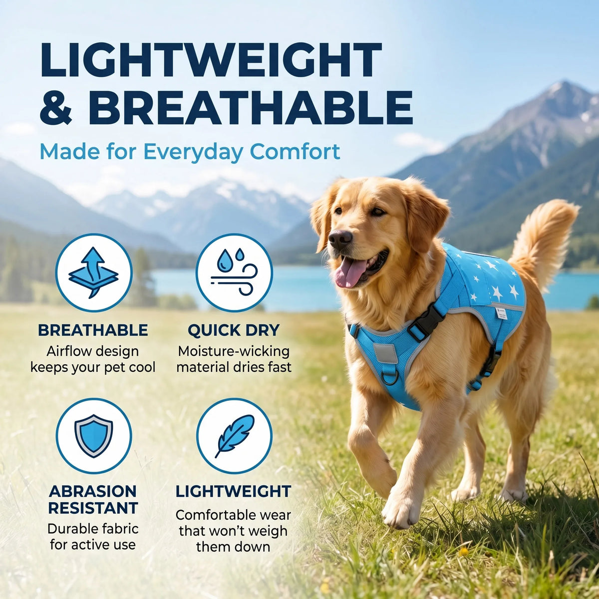 Pet Dog Cooling Vest Harness Jacket With Cooling Packs