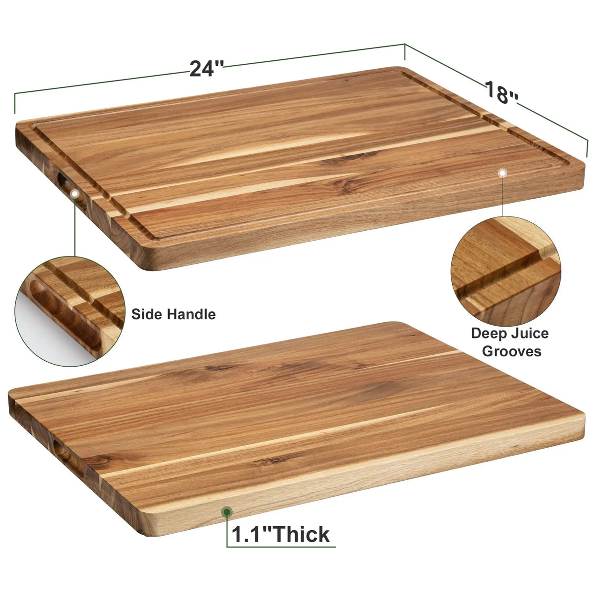 Large Wooden Cutting Board With Juice Groove For Kitchen Charcuterie