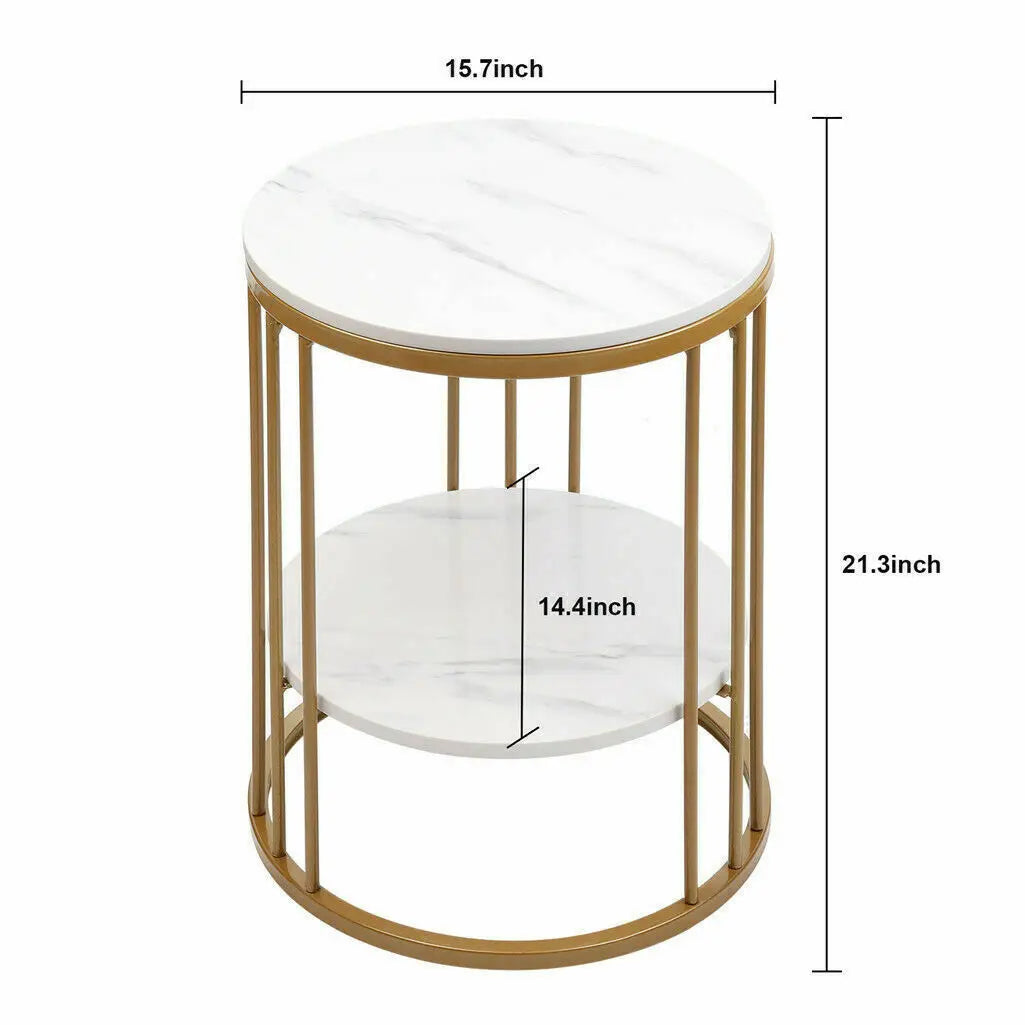 Wisfor Round Stone Tiered Side Table With Jewelry Storage