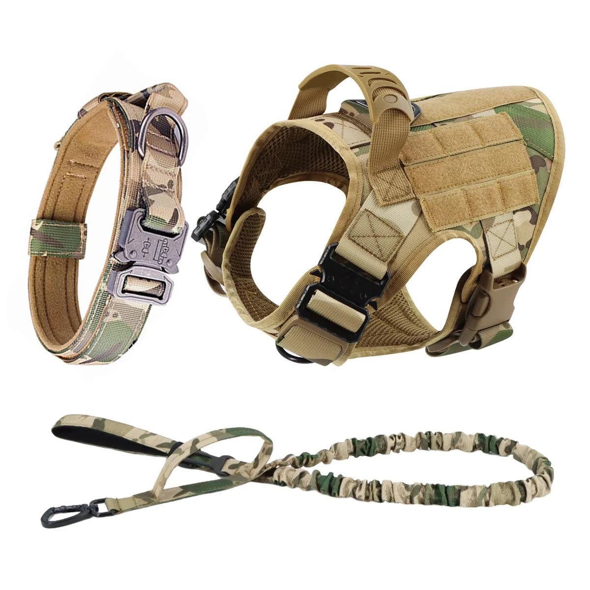 Adjustable Tactical Dog Harness Collar Leash Set For Training