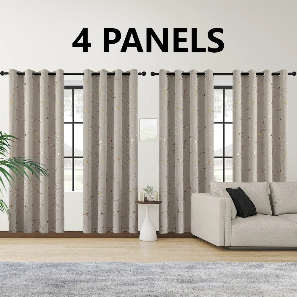 Polyester Thermal Blackout Curtains Grommet Printed Room Darkening For Bedroom
