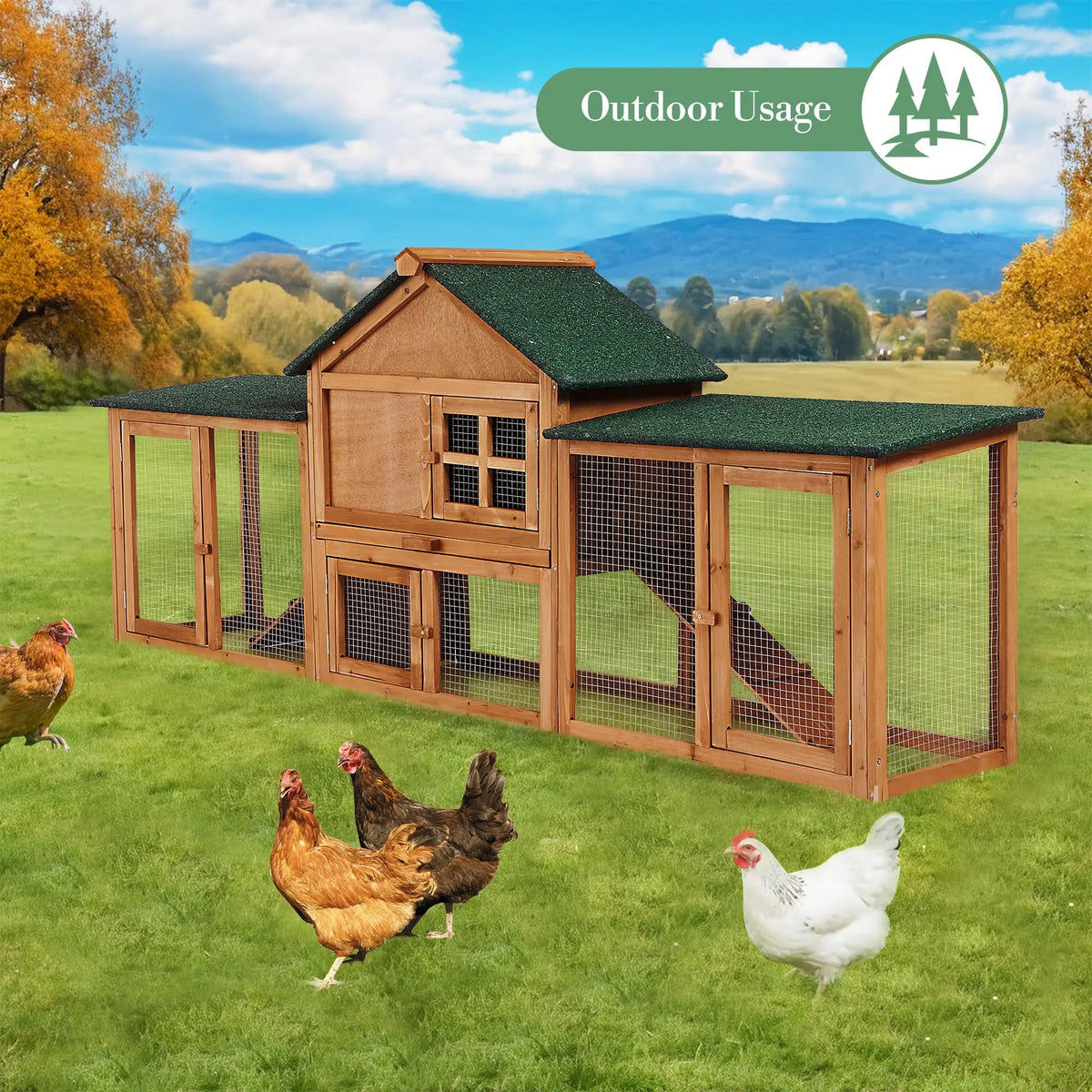 DishyKooker Wooden Rabbit Hutch With Double Runs And Tray