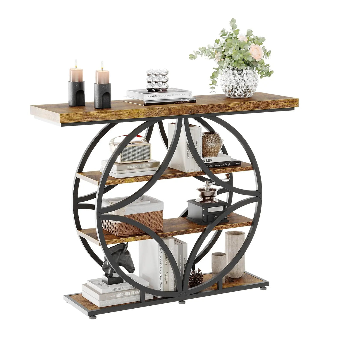 HiMiss Four Tier Narrow Entryway Modern Wooden Console Table