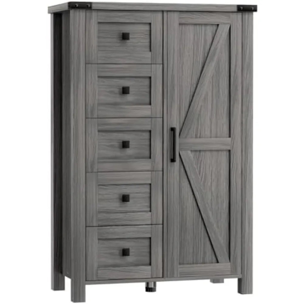 Farmhouse Style Barn Door Storage Cabinet For Bedroom Organization