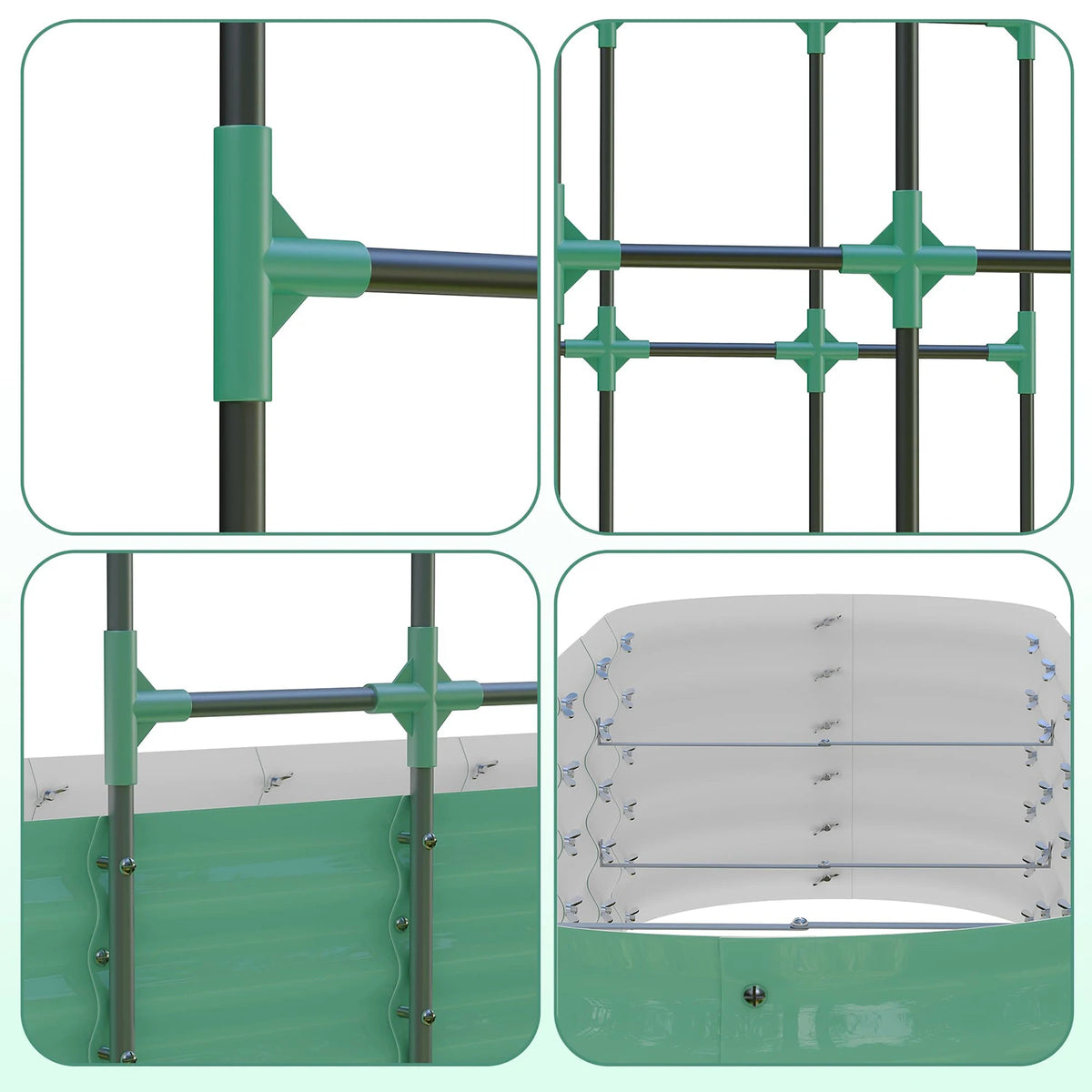 HiMISS Galvanized Raised Garden Bed With Arch Trellis