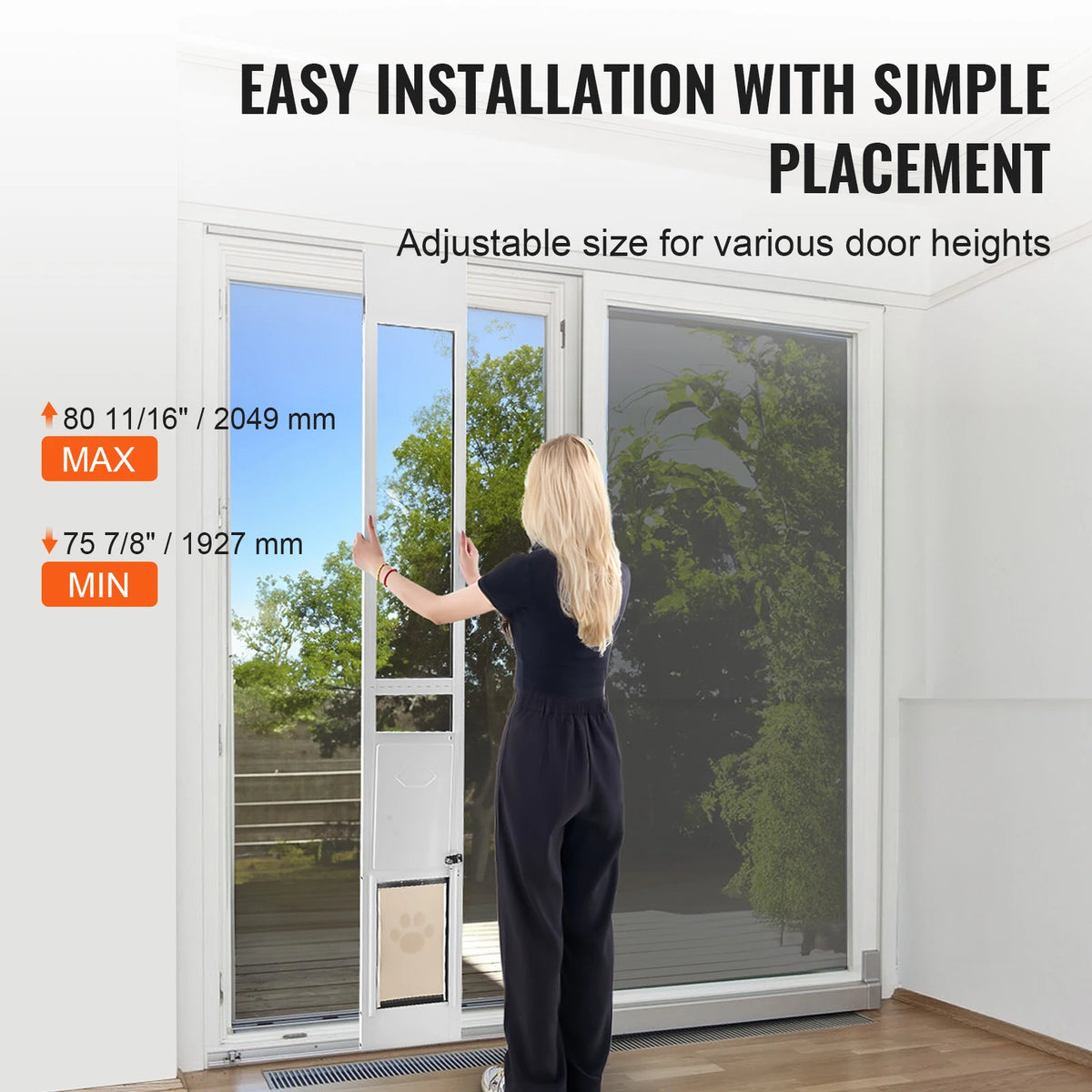 Adjustable Aluminum Frame Sliding Glass Door Pet Entry