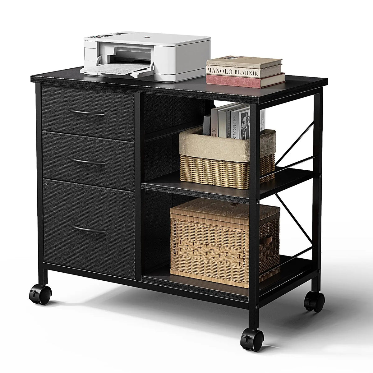 MCQ Movable Living Room Fabric Drawers Steel Frame Storage Cabinet