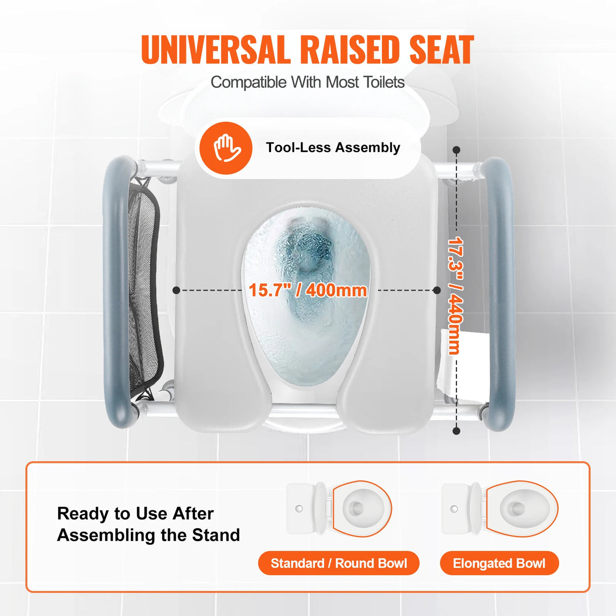 SucceBuy Adjustable Raised Toilet Seat With Padded Aluminum Frame