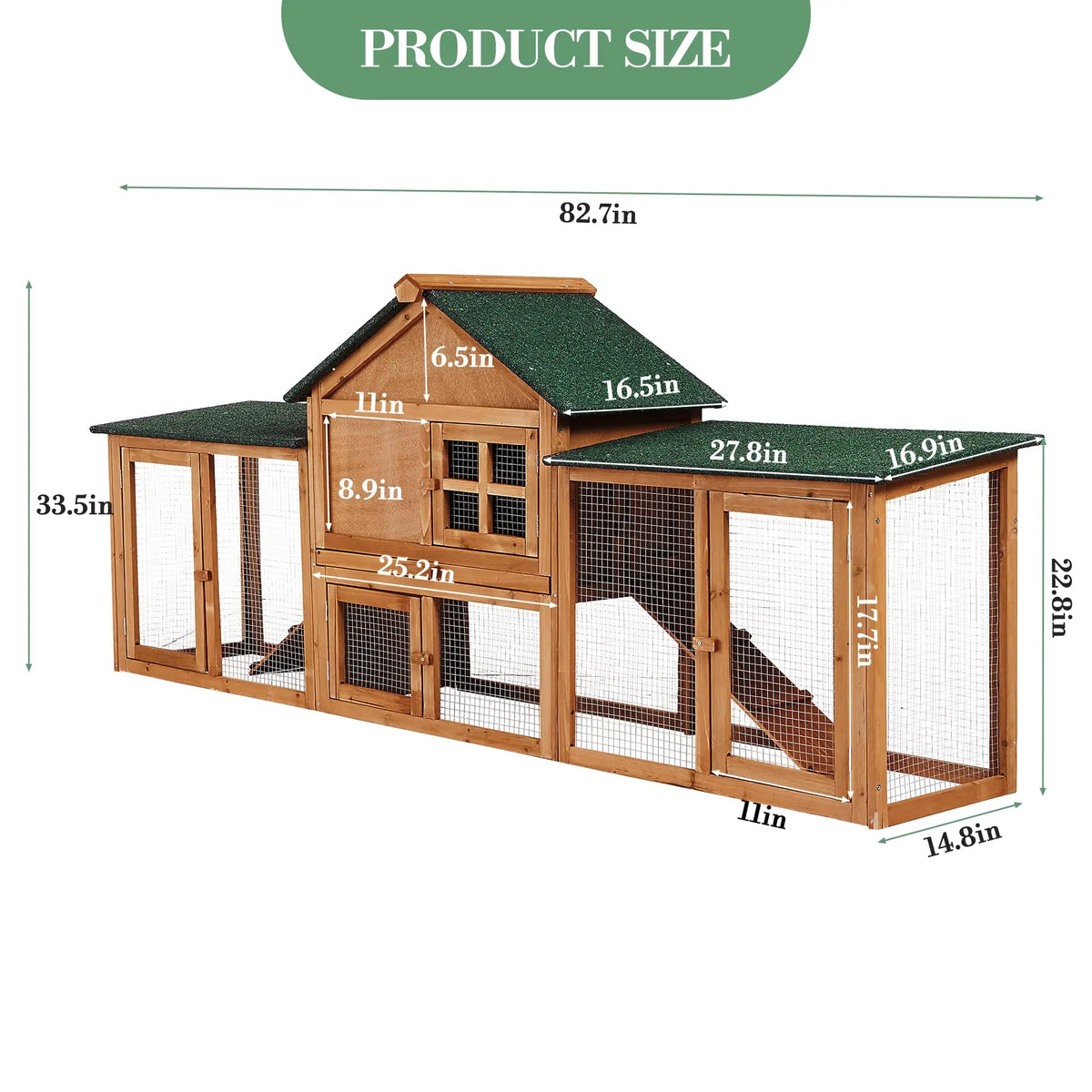 DishyKooker Wooden Rabbit Hutch With Double Runs And Tray