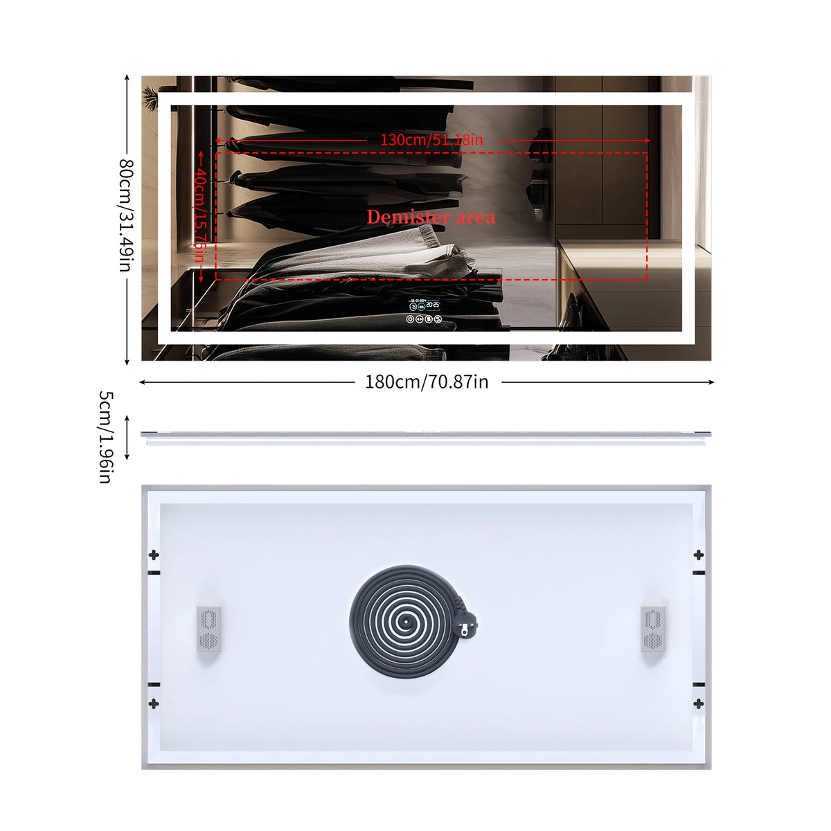 Borwart Smart Led Vanity Mirror With Bluetooth Anti Fog