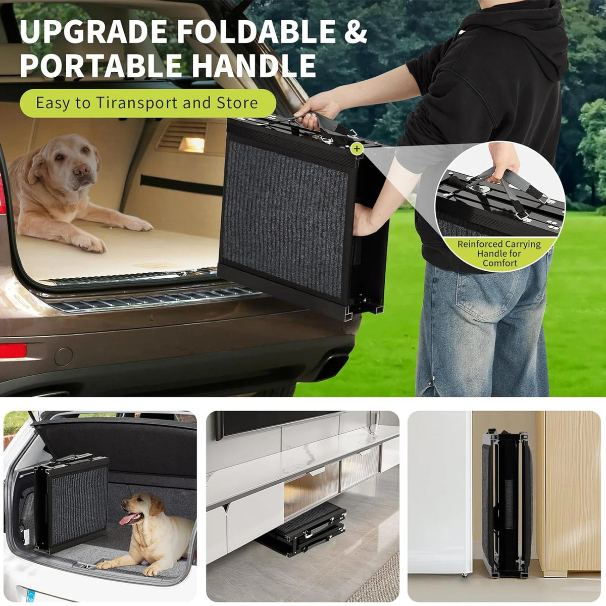 HiMISS Folding Dog Ramp Portable Non Slip Vehicle Pet Ramp