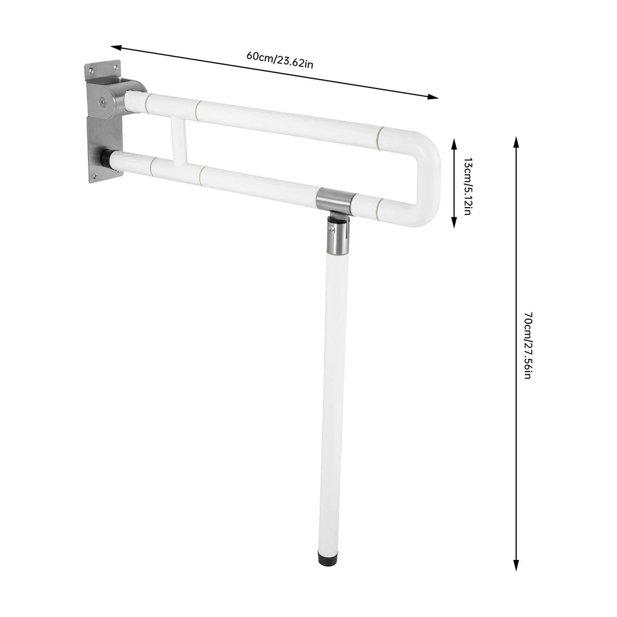 Foldable Drop Down Toilet Grab Bar Handicap Support Assist Rail Metal