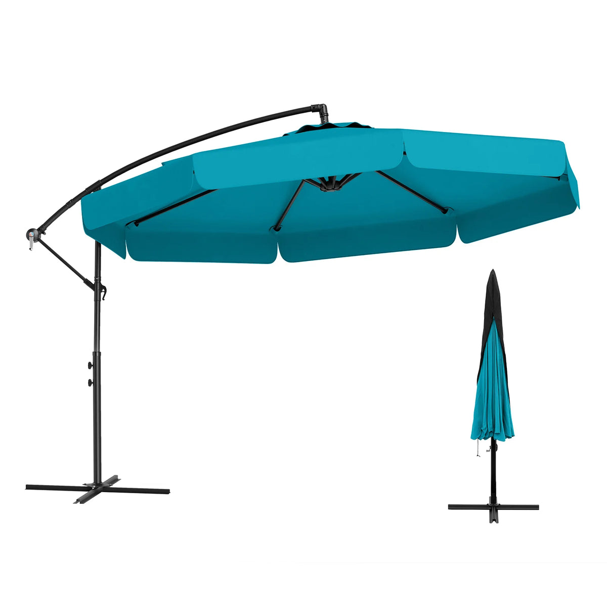 LIFEZEAL 10ft Offset Hanging Patio Cantilever Umbrella With Cover