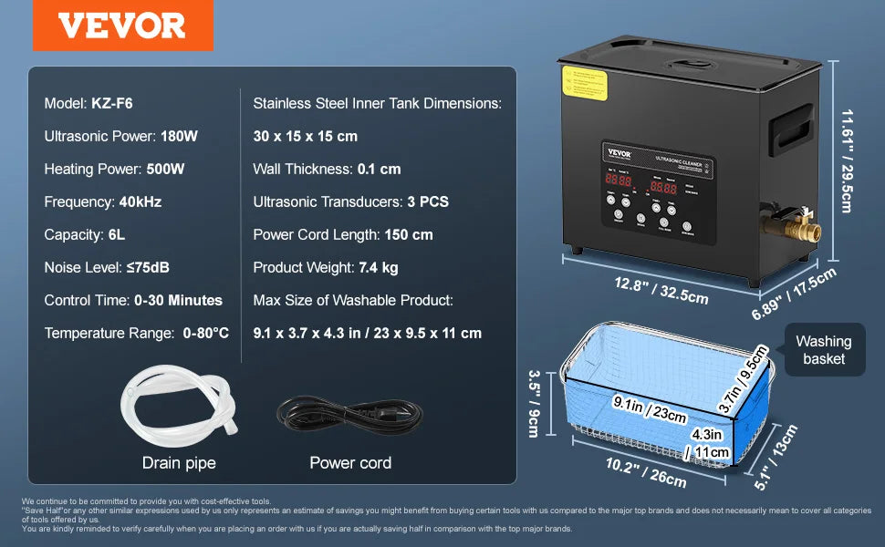 SucceBuy Portable Ultrasonic Cleaner With Adjustable Timer