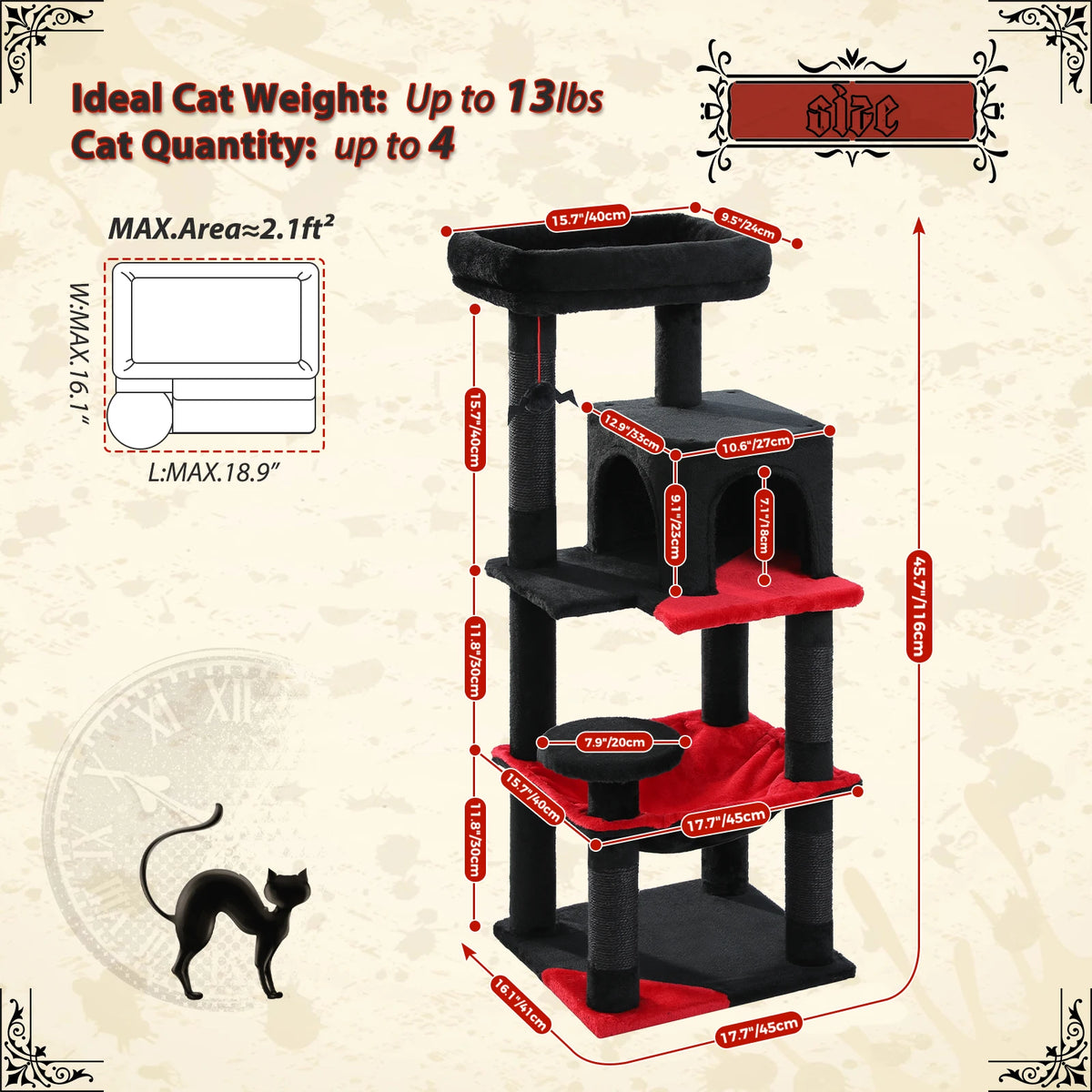 PAWZ Road Gothic Cat Tower with Hammock Sisal Scratching Condo