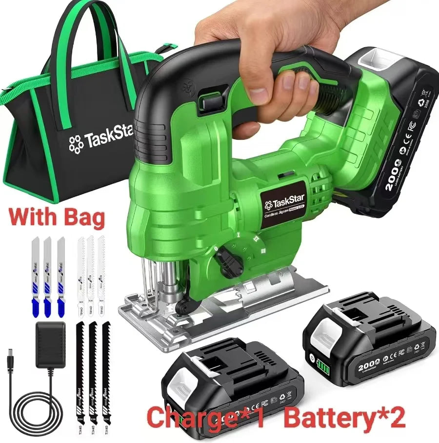 Taskstar Cordless Brushless Jigsaw Tool With 2 Batteries Makita Compatible