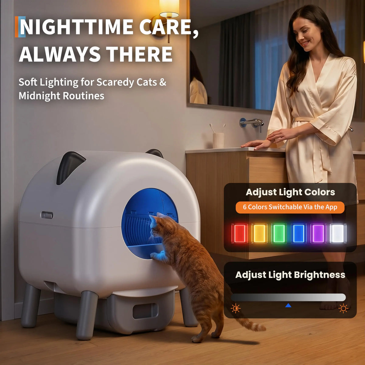 HiMiss Automatic Self Cleaning Cat Litter Box App Odor Control
