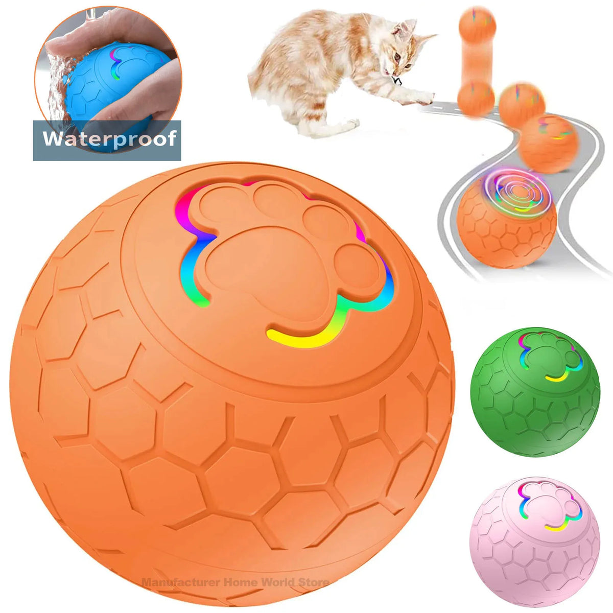 Interactive Electronic Dog Toy Ball With Automatic Rolling Lights