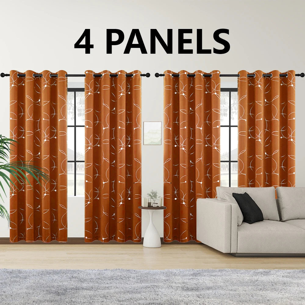 Polyester Thermal Blackout Curtains Grommet Printed Room Darkening For Bedroom