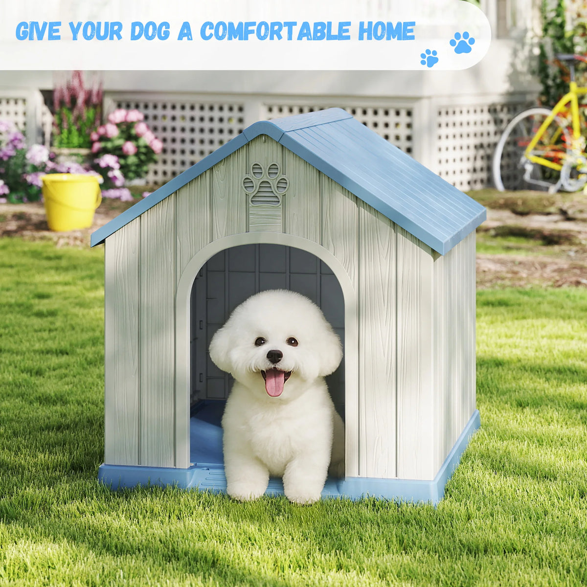 Weatherproof Plastic Dog House For Outdoor And Indoor Pets