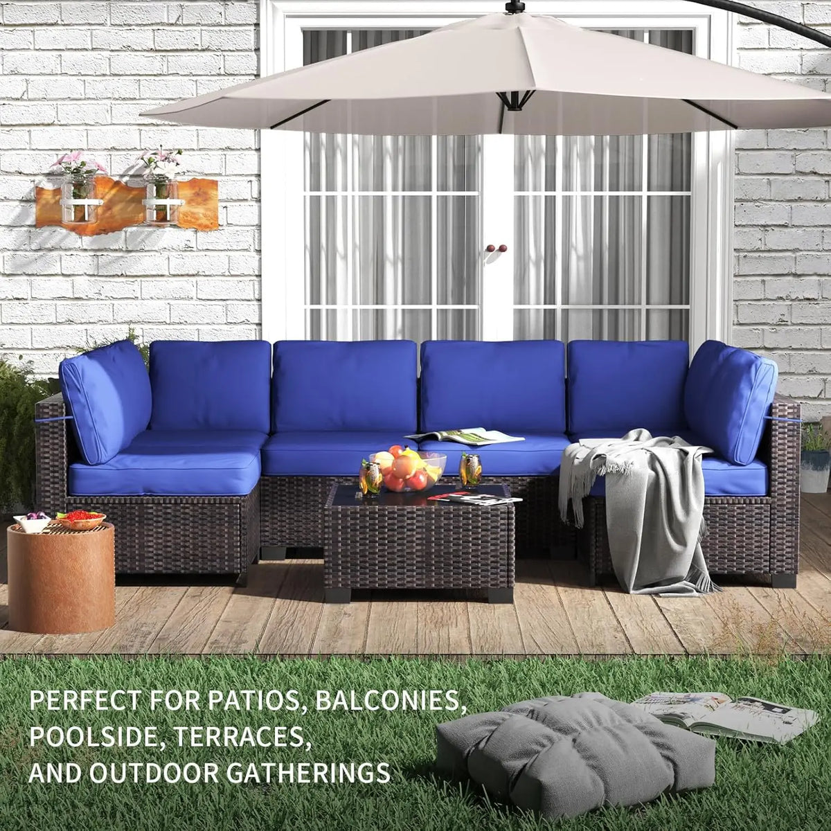 HobbyLane 7 Piece Modular Outdoor PE Rattan Sofa Set