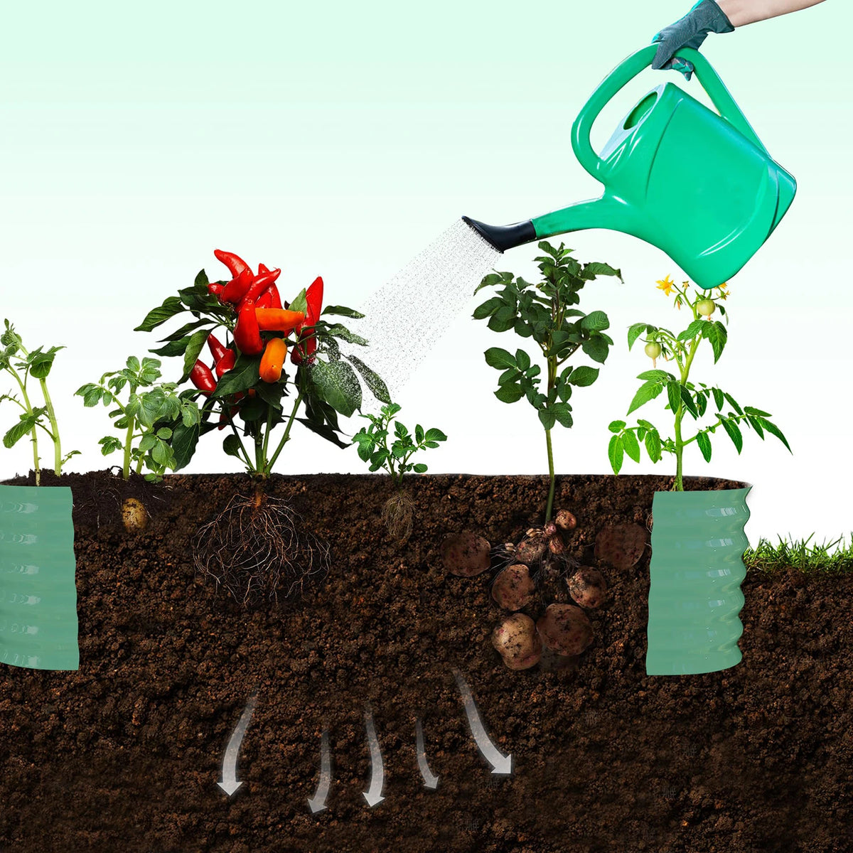HiMISS Galvanized Raised Garden Bed With Arch Trellis