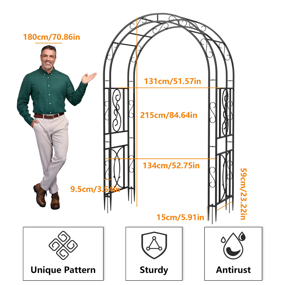 Heavy Duty Metal Garden Arbor Vine Flower Trellis