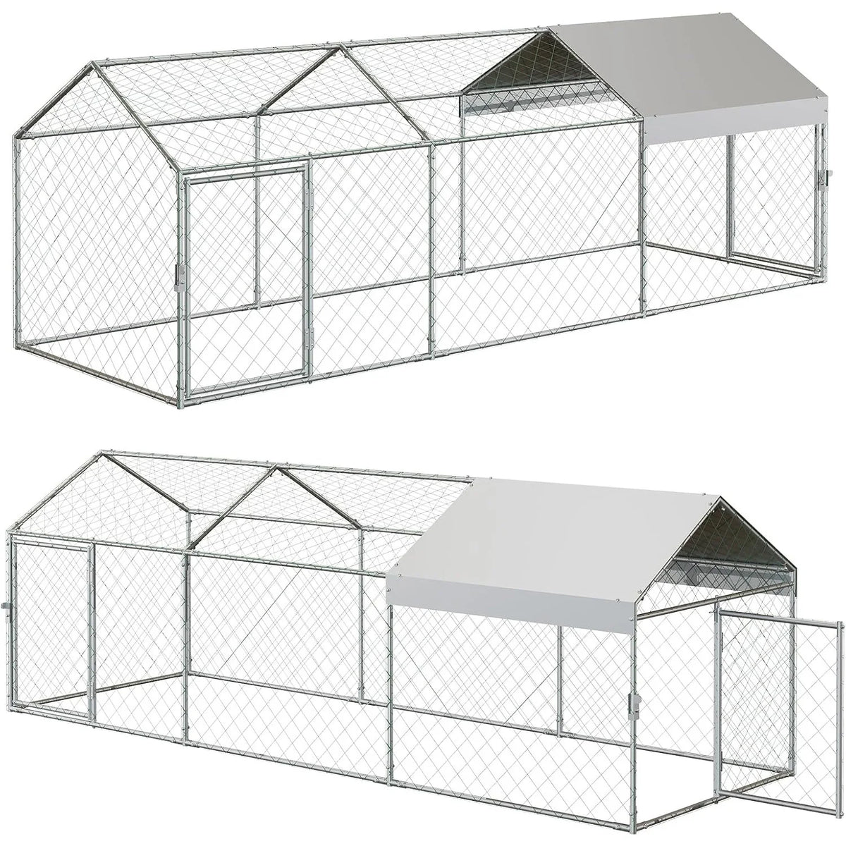 HiMISS Portable Metal Chicken Coop With Waterproof Run Cover