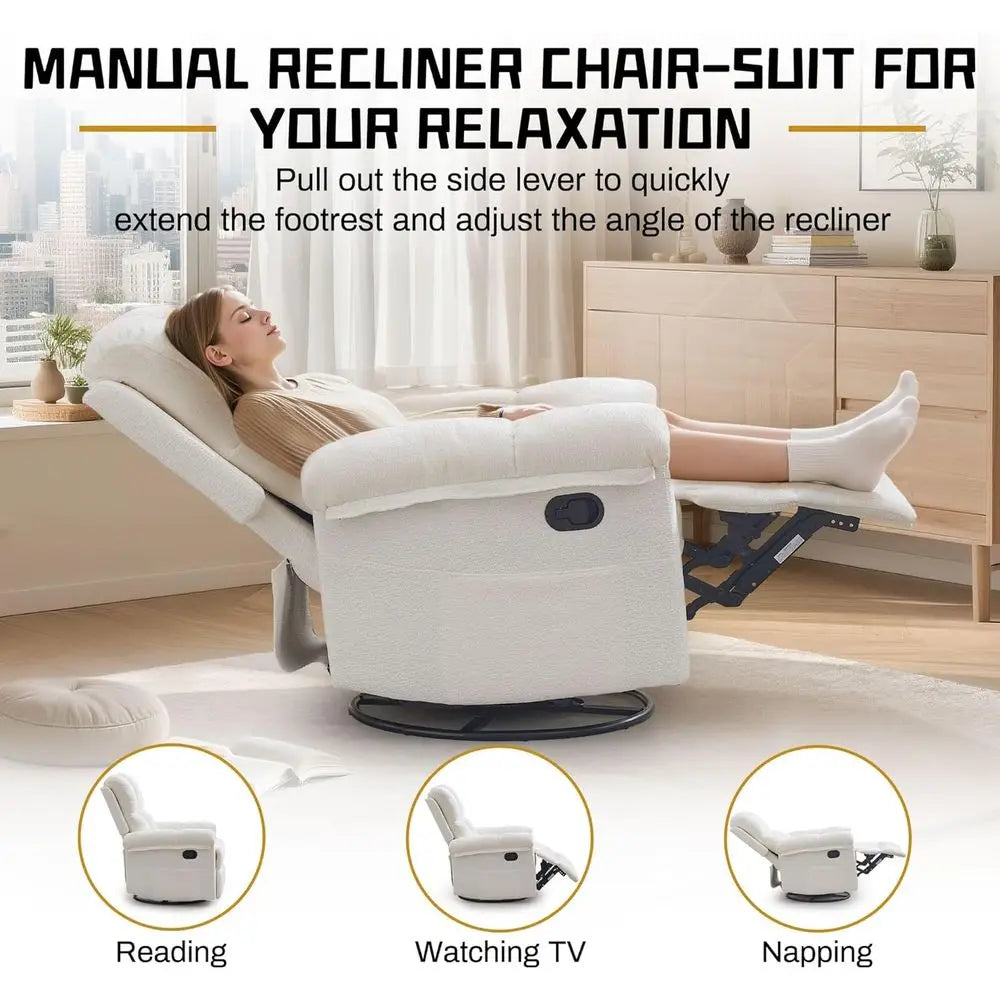 Upholstered Swivel Rocker Recliner Chair For Contemporary Homes