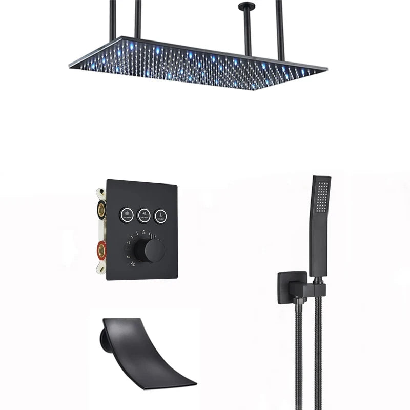 Wanmivezlo Led Rainfall Shower Head Wall Mounted Brass Faucet