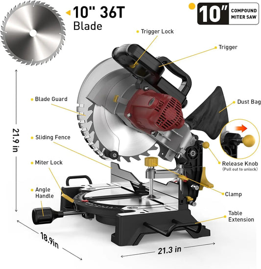 Single Bevel Compound Miter Saw Featuring 15 Amp Motor