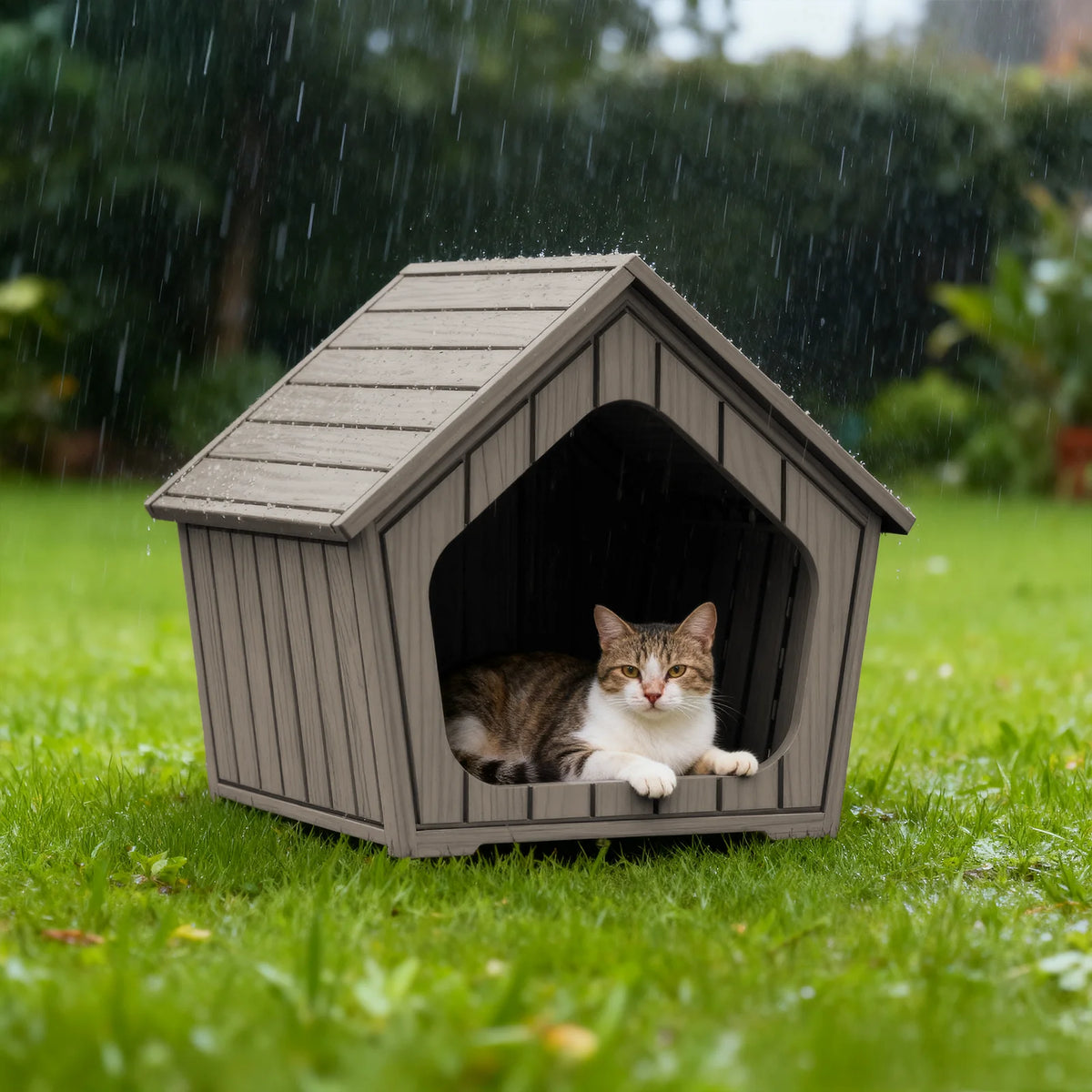 Waterproof Gable Roof Plastic Pet House Ventilated Outdoor Dog Shelter