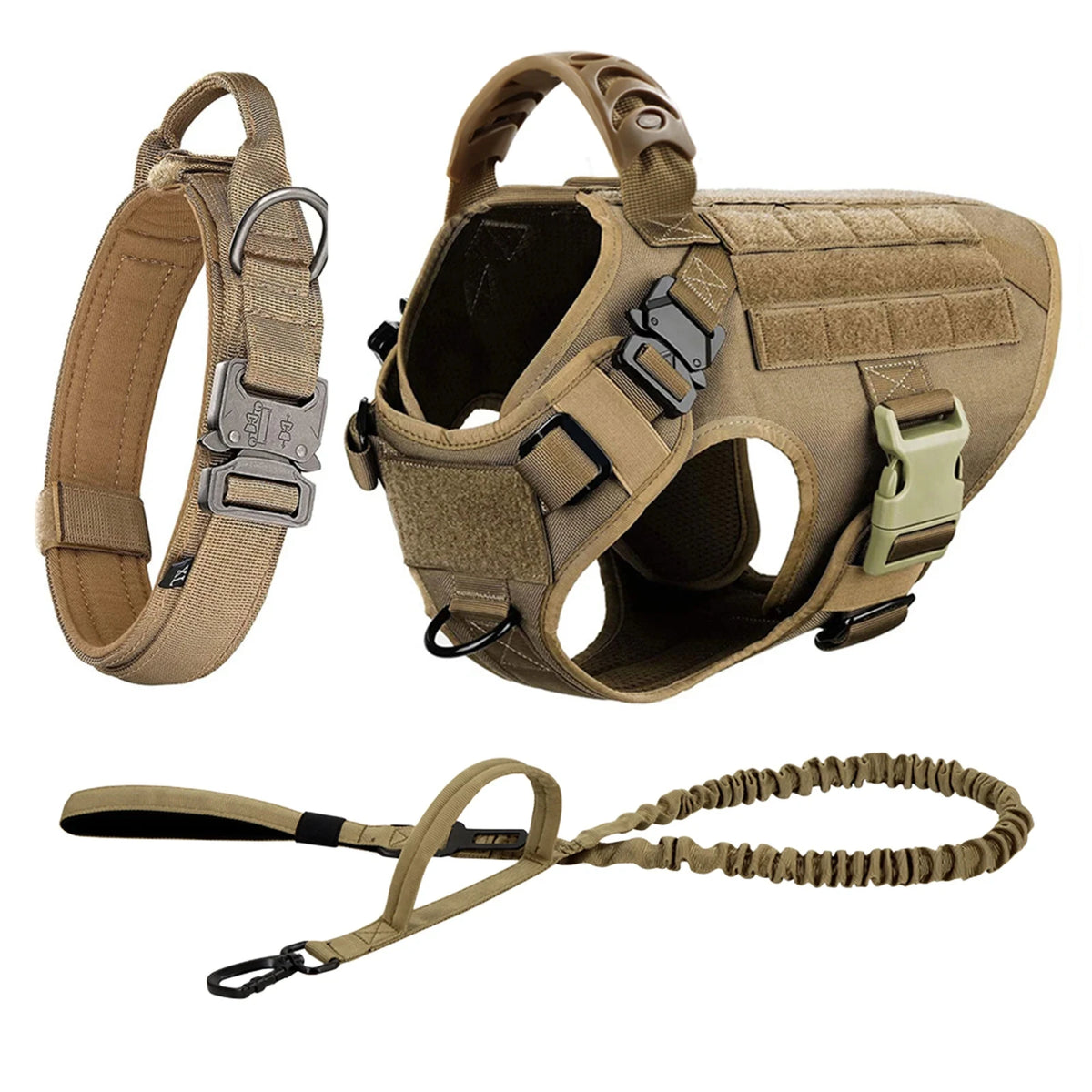 Adjustable Tactical Dog Harness Collar Leash Set For Training