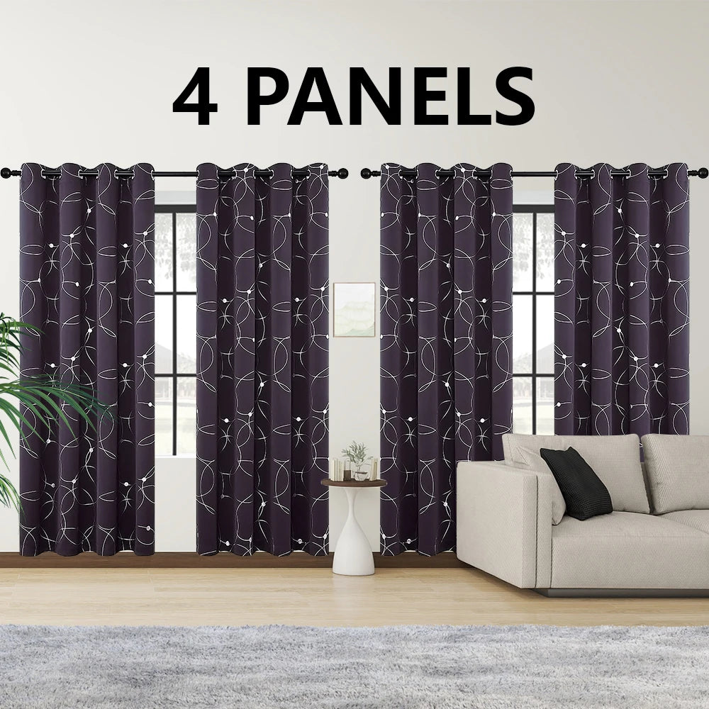Polyester Thermal Blackout Curtains Grommet Printed Room Darkening For Bedroom