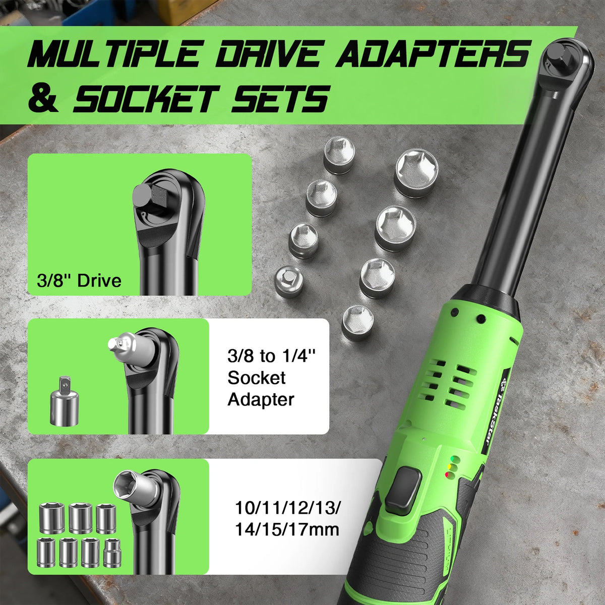 TaskStar Brushless Cordless Ratchet Wrench With LED Work Light