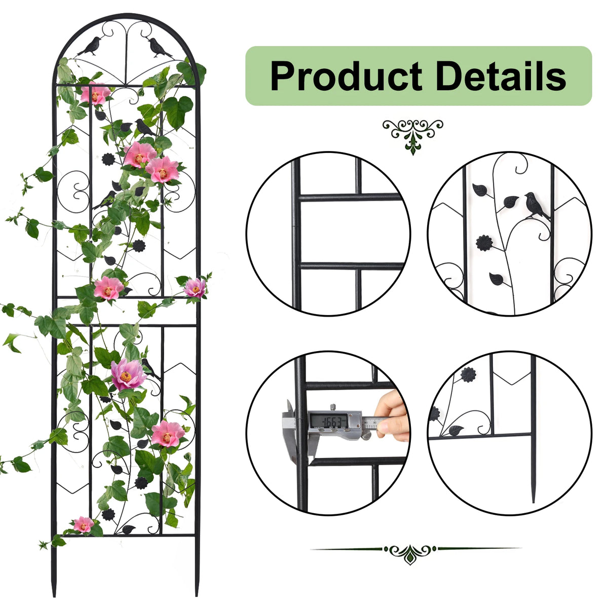 Metal Garden Trellis Climbing Plant Flower Screen Support Landscape Border