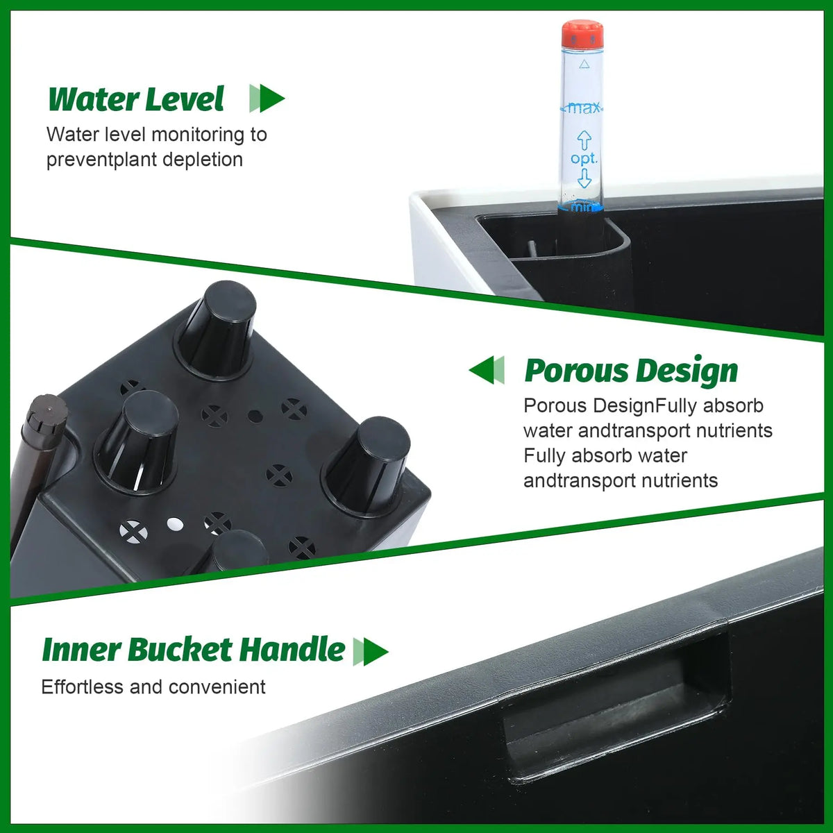 HiMISS Self Watering Planters Set Of 2 With Monitor Bucket