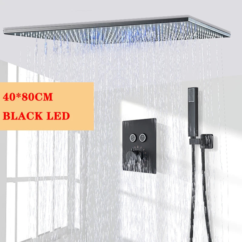 Wanmivezlo Led Rainfall Shower Head Wall Mounted Brass Faucet