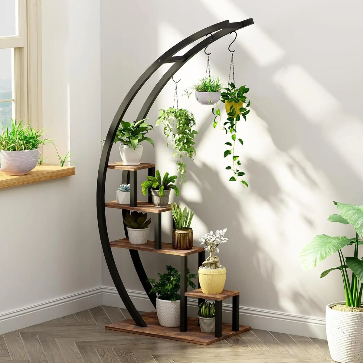 Twister CK Five Tier Metal Plant Stand With Hooks