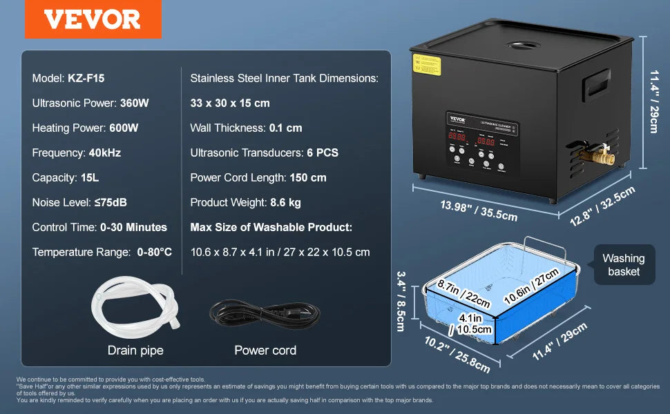 SucceBuy Portable Ultrasonic Cleaner With Adjustable Timer