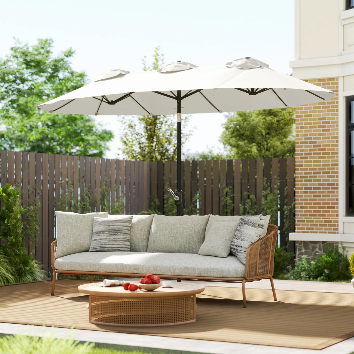 Double-Sided Patio Umbrella With Tilt Crank And Three Air Vents