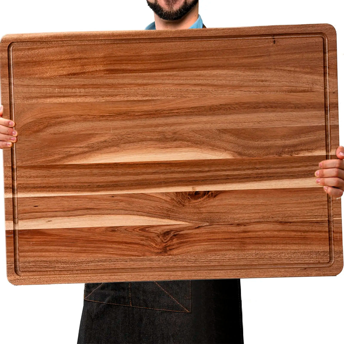 Large Wooden Cutting Board With Juice Groove For Kitchen Charcuterie