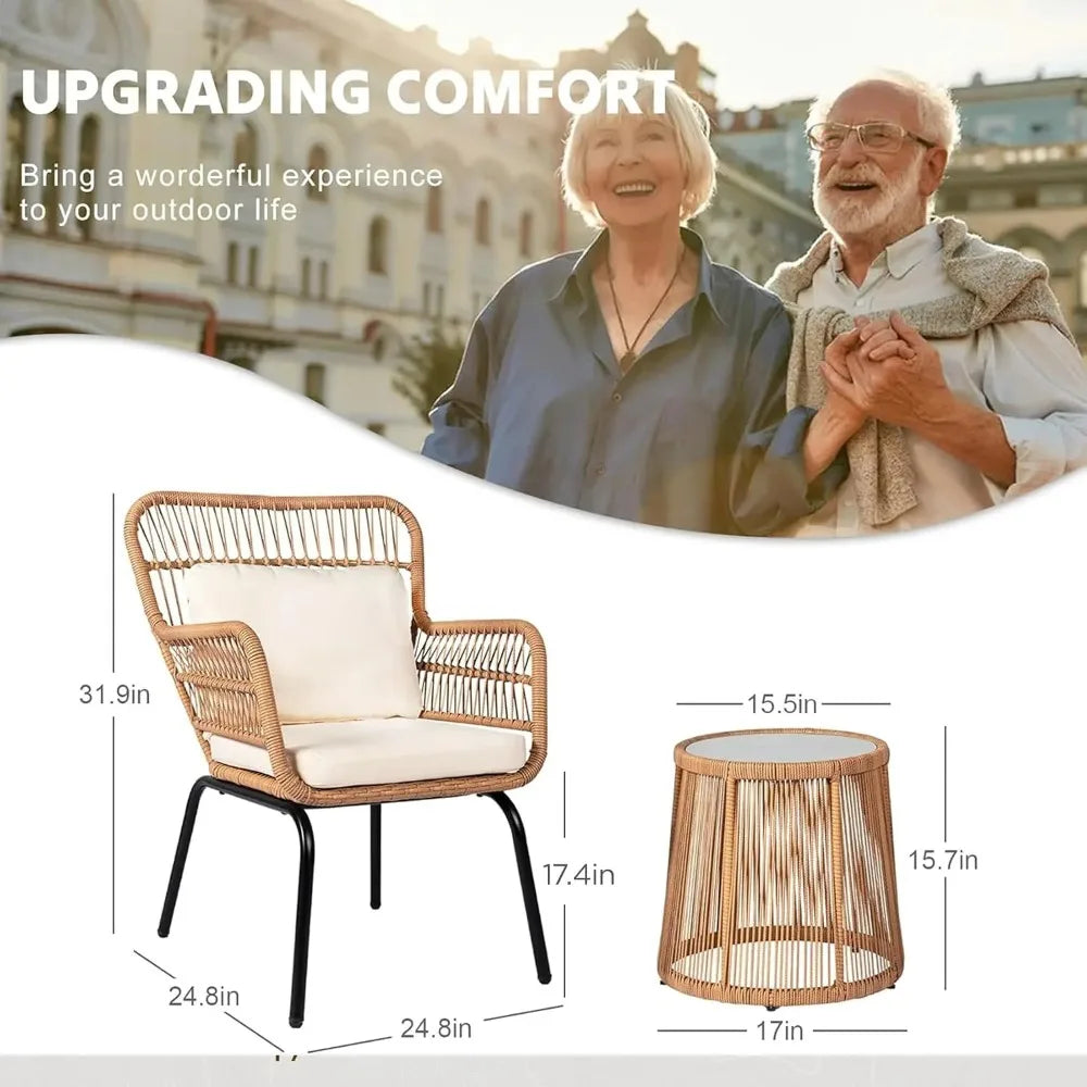 Modern Wicker Rattan Bistro Set For Outdoor Patio And Balcony
