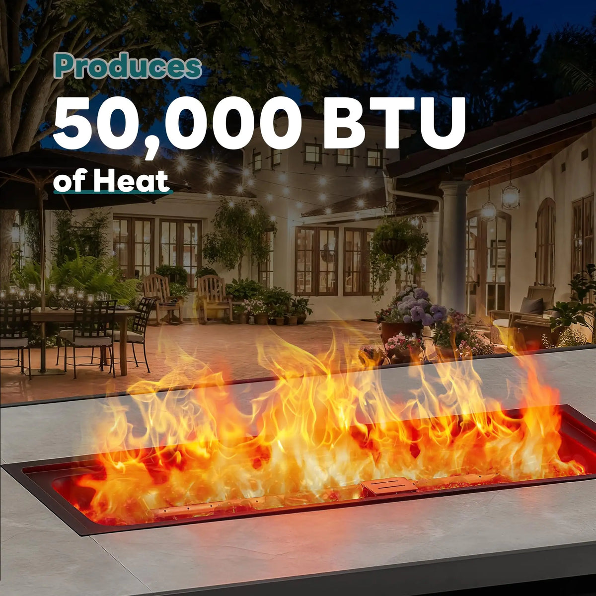 JHK Stainless Steel Propane Fire Pit Table For Outdoor Patio