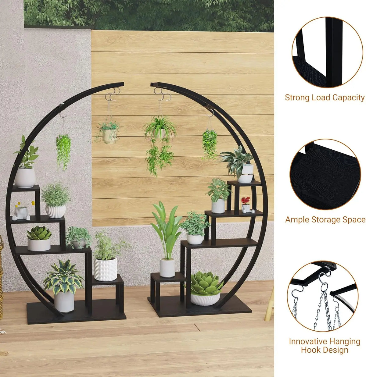 Twister CK Five Tier Metal Plant Stand With Hooks