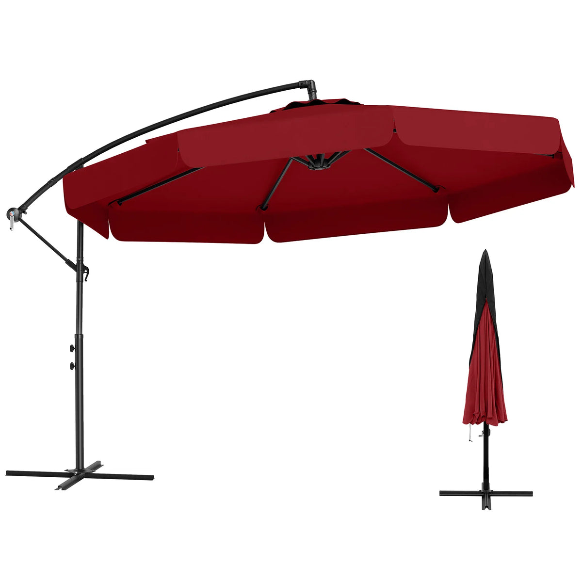 LIFEZEAL 10ft Offset Hanging Patio Cantilever Umbrella With Cover