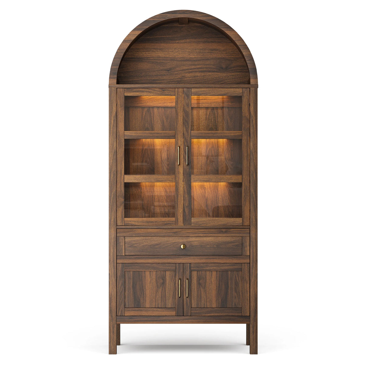 Cottinch Arched Wooden Storage Cabinet With Dimmable Led Shelves