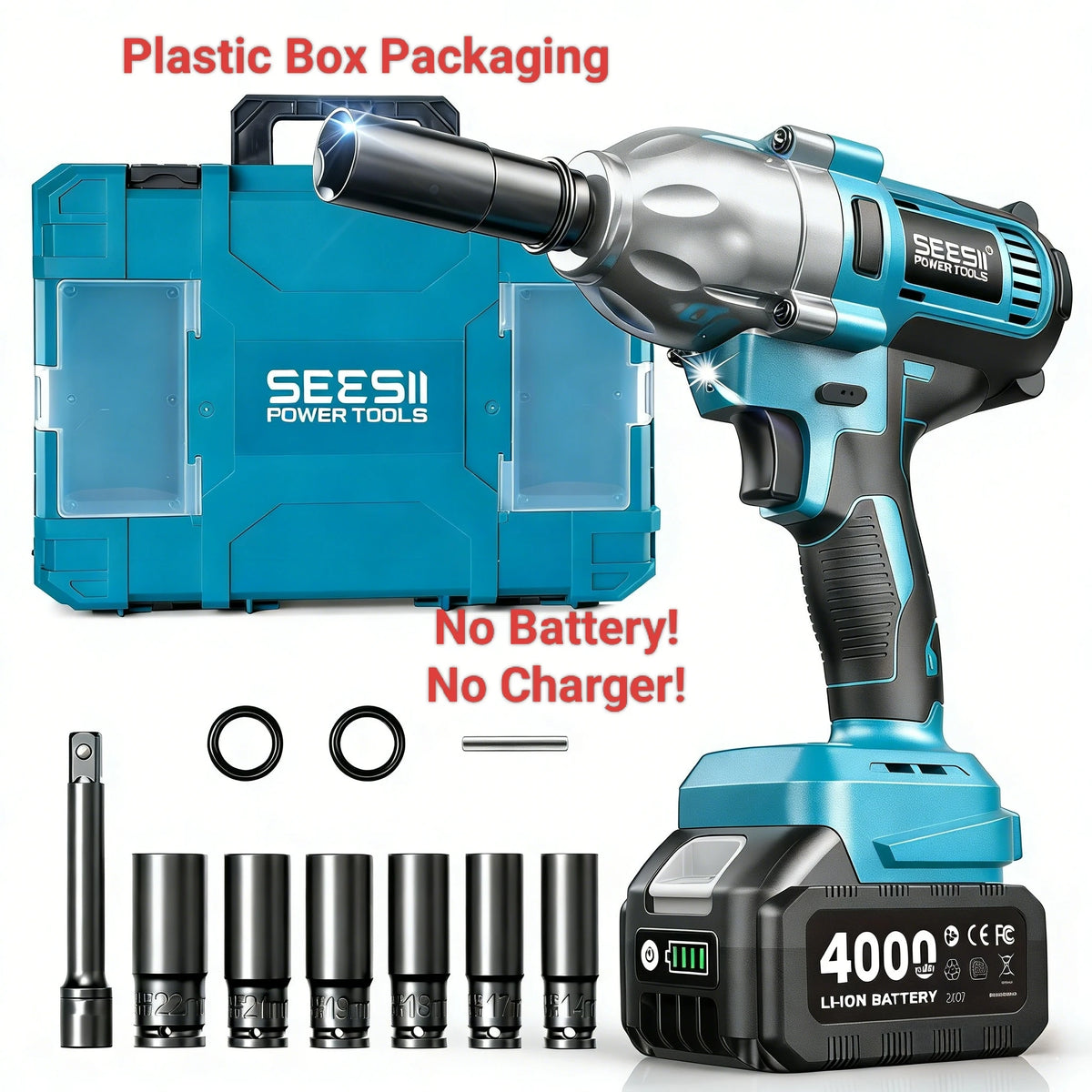 Seesii Brushless Cordless Impact Wrench With Bright LED Light